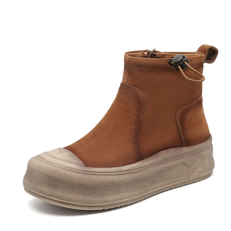 Women's Ankle Thick Bottom Side Zipper British Boots