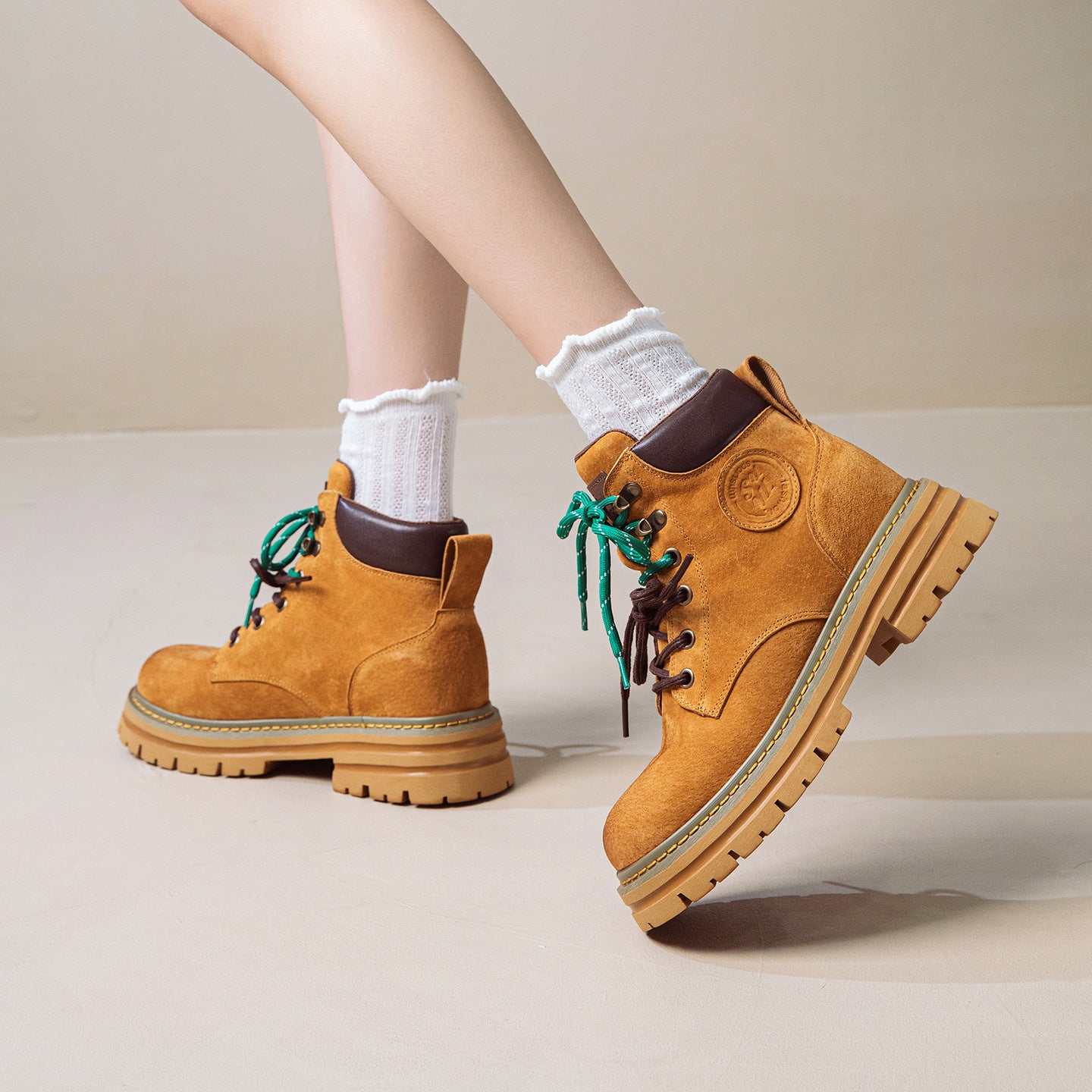 Women's Elevator Martin Summer Outdoor Travel Retro Mountaineering Western Women's Leather Boots