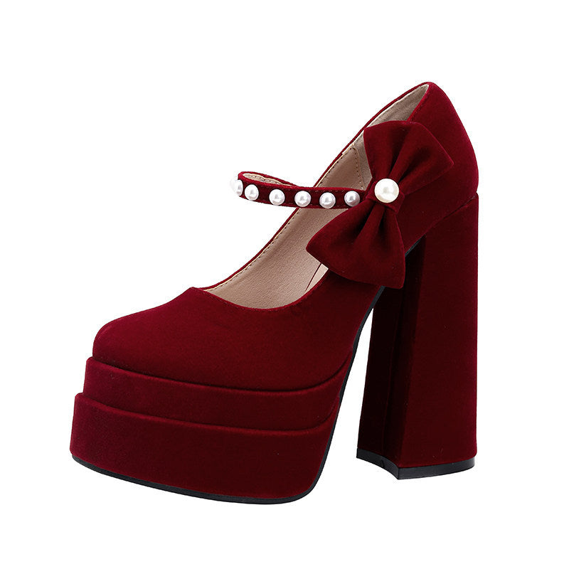 High Chunky Platform Mary Jane Wedding Heels