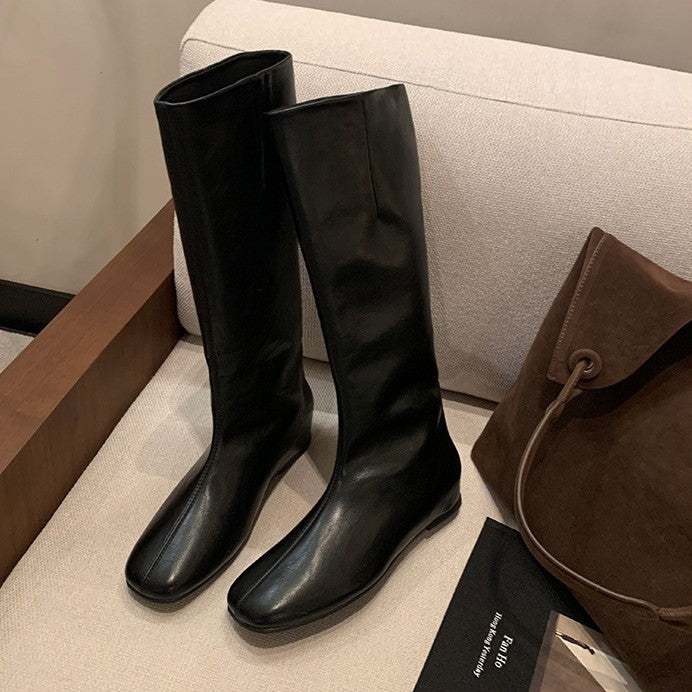 Women's Second Hair Plus Veet Warm Flat Soft Skinny Long Rider Boots