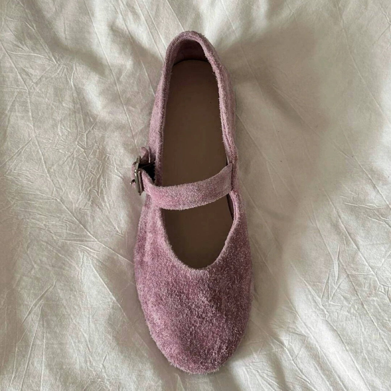 Women's Jane Ballet Flat Bottom Retro Buckle Brushed Feeling Slippers