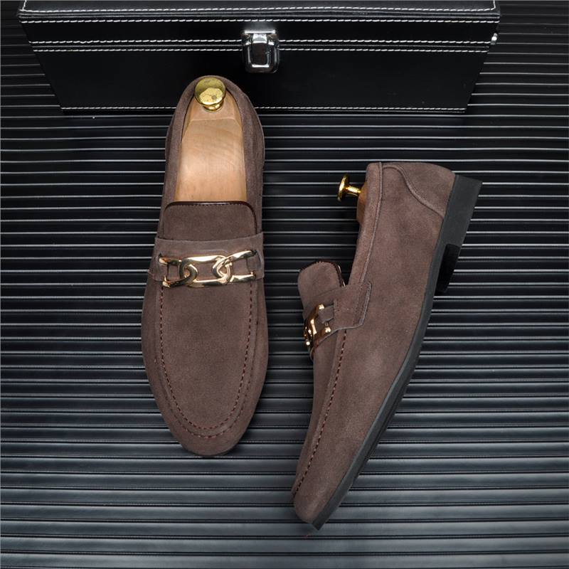 Men's Matte Slip-on Fashionable Lazy Breathable Cowhide Leather Shoes