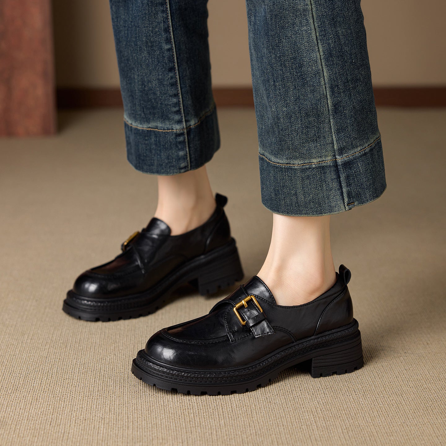 Women's Shallow Mouth College British Style Brown Men's Shoes