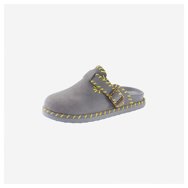Toe Half Outer Wear Retro Slip-on Flat Slippers