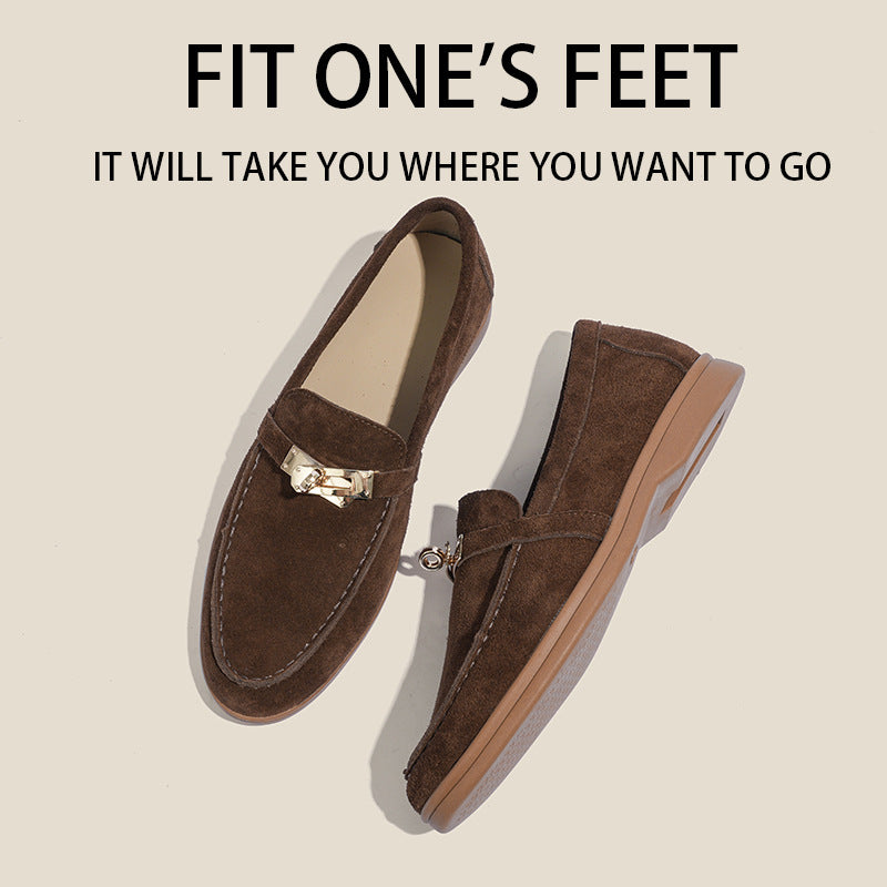 Women's Gold Lock Suede Retro Easy Matching Loafers