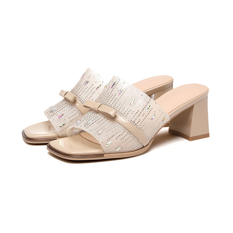 French Style Evening Chunky Fairy Summer Slippers