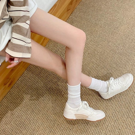 Women's Version Retro White Platform Height Increasing Soft Sneakers