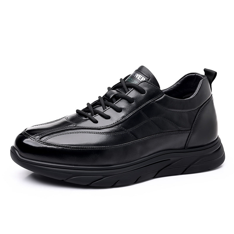 Men's Layer Cowhide Genuine Inner Height Increasing Korean Casual Shoes