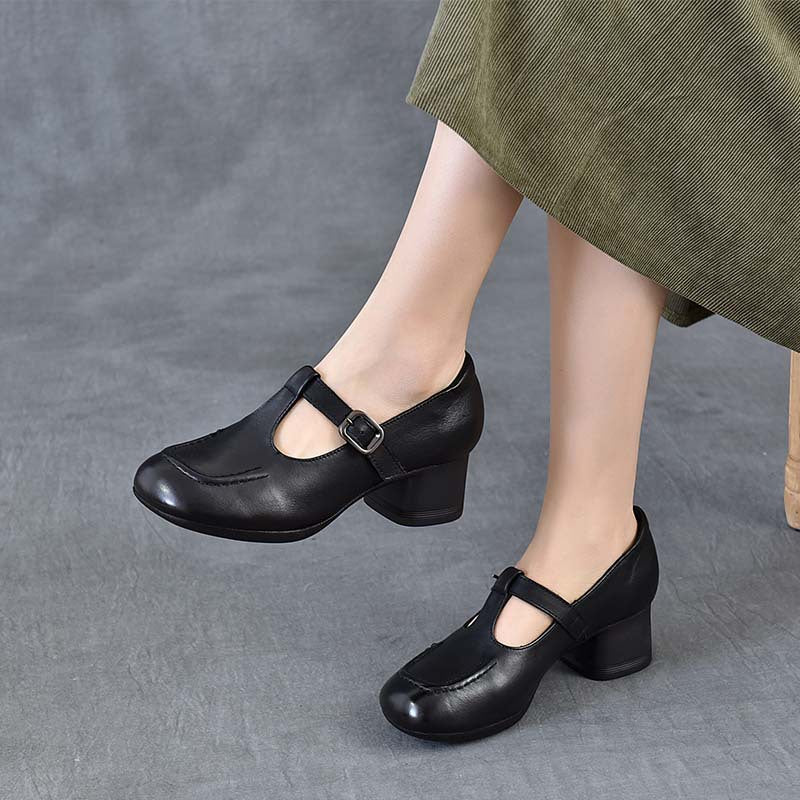 Women's Layer Of Cowhide Mid Retro Soft Bottom Women's Casual Shoes