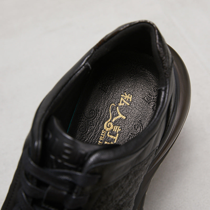Men's Ostrich Sports Spring Comfortable Platform Genuine Men's Casual Shoes