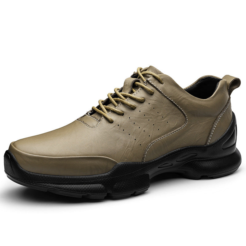 Men's Increasing Sports Summer Hollow Breathable Full Grain Cowhide Men's Shoes