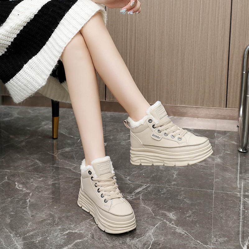 Women's Height Increasing Insole Winter Korean Warm Sneakers