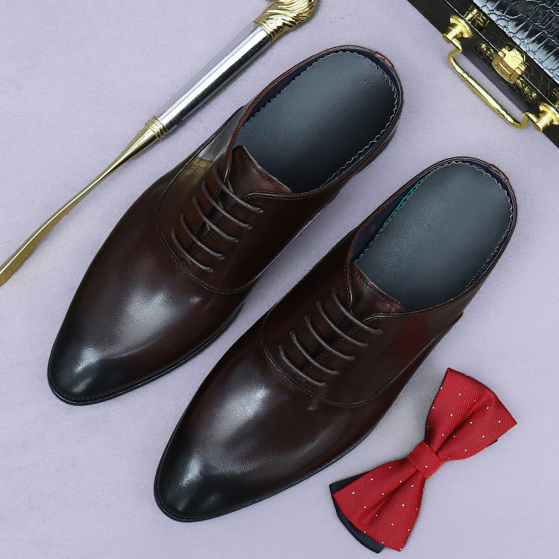 Men's Business Authentic Toe Box Half Cowhide Sandals