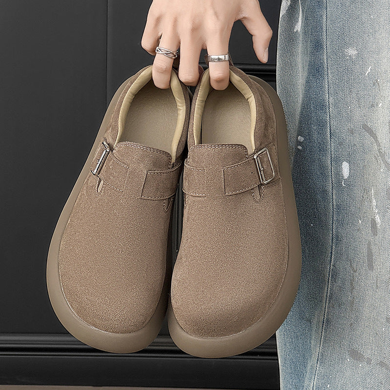 Men's Spring Round Toe Buckle Platform Couple Fashion Men's Shoes