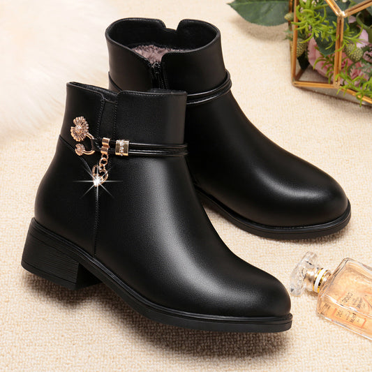 Women's Mom Cotton Veet Thermal Booties Mid Women's Shoes