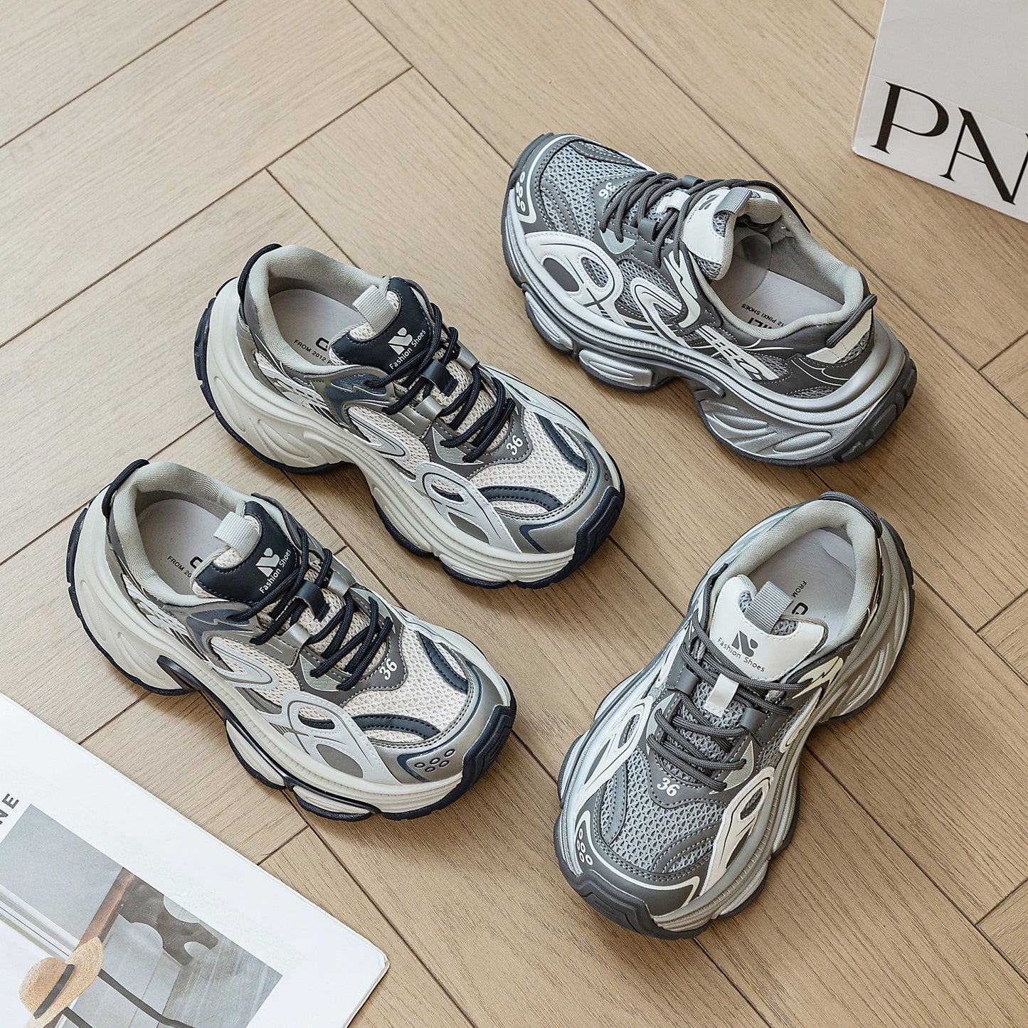 Women's Thick Bottom Elevator Wild Breathable Sports Sneakers