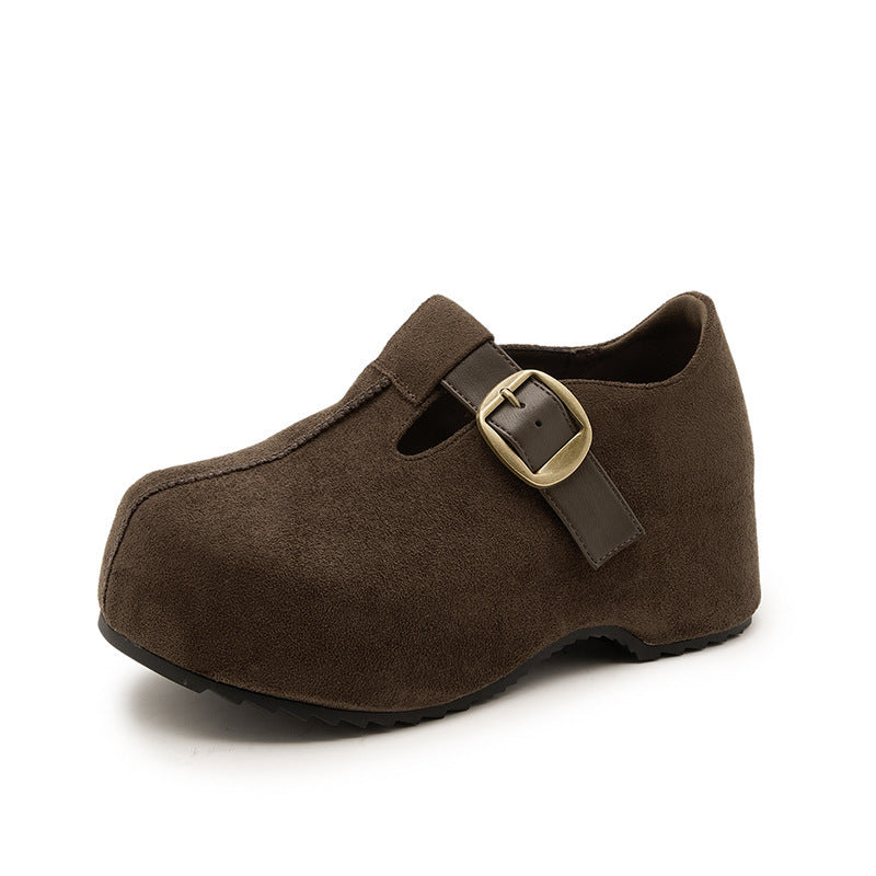 Genuine Platform Peas Fleece-lined Big Toe Pumps Women's Casual Shoes