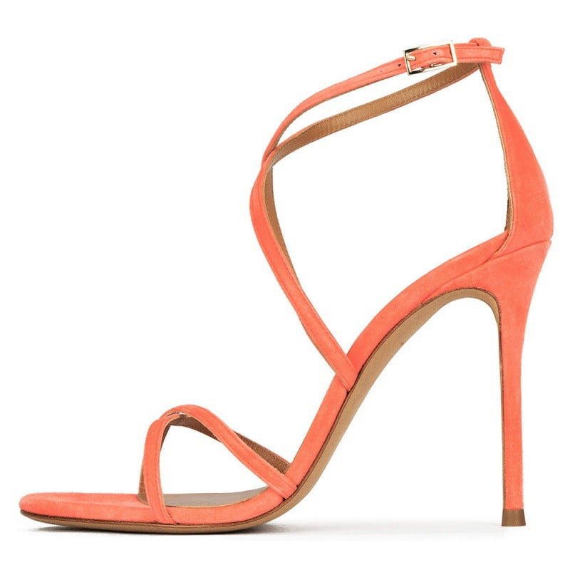 Women's Summer Large Size Round Head Strap High-heeled Original Sandals
