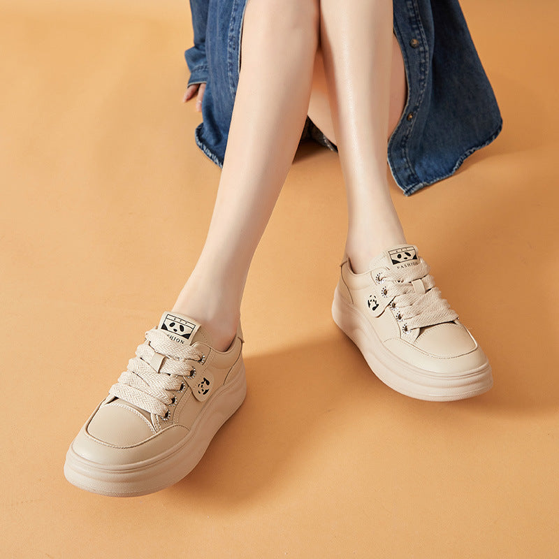 Women's Platform White Autumn Height Increasing Bread Casual Shoes