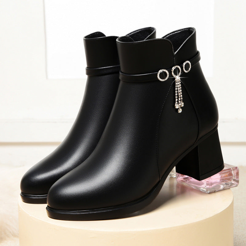 Women's Mother's Soft Bottom Short Mid Fleece-lined Women's Shoes