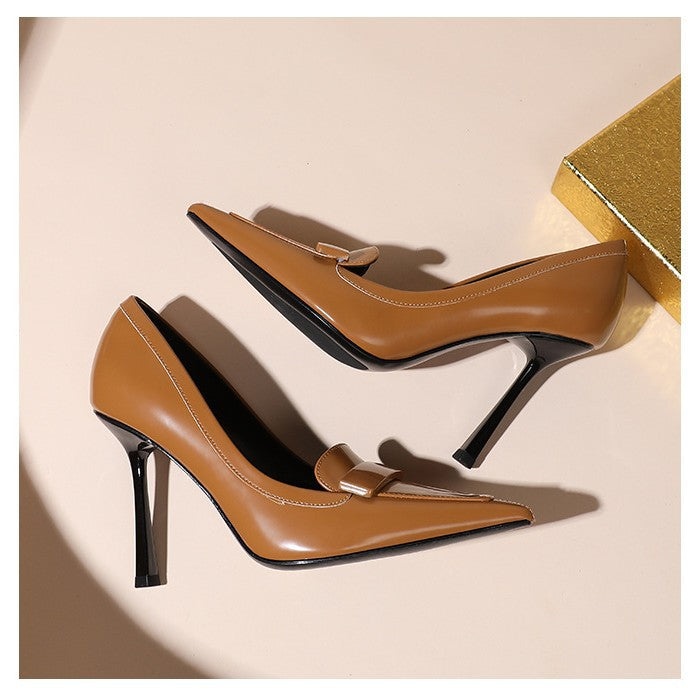 Pointed Toe Adult Lady Like Woman Classy Business Black Thin Heels