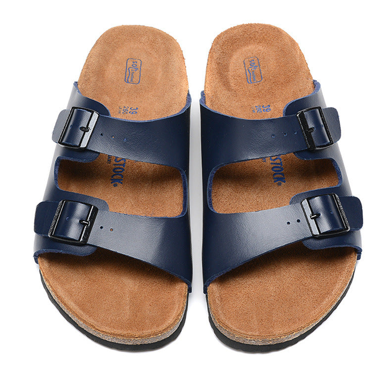 Women's Summer Niche Roman Style Cork Sole Flat Slippers