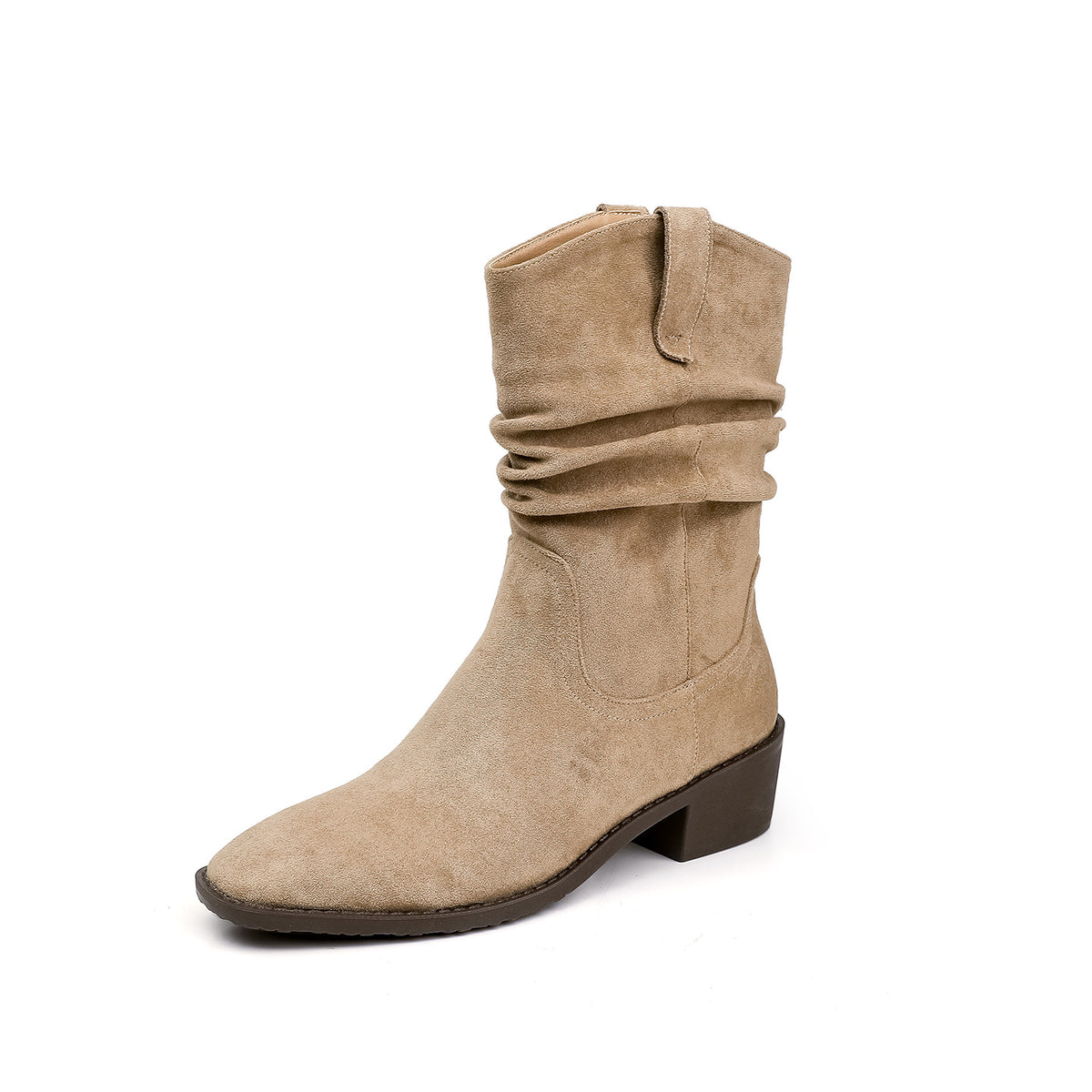 Women's Height Increasing Insole Suede Western Pile Style Retro Small Women's Leather Boots
