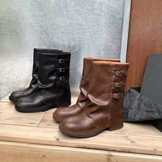 Women's Version Platform Martin Retro Western Cowboy Women's Leather Boots