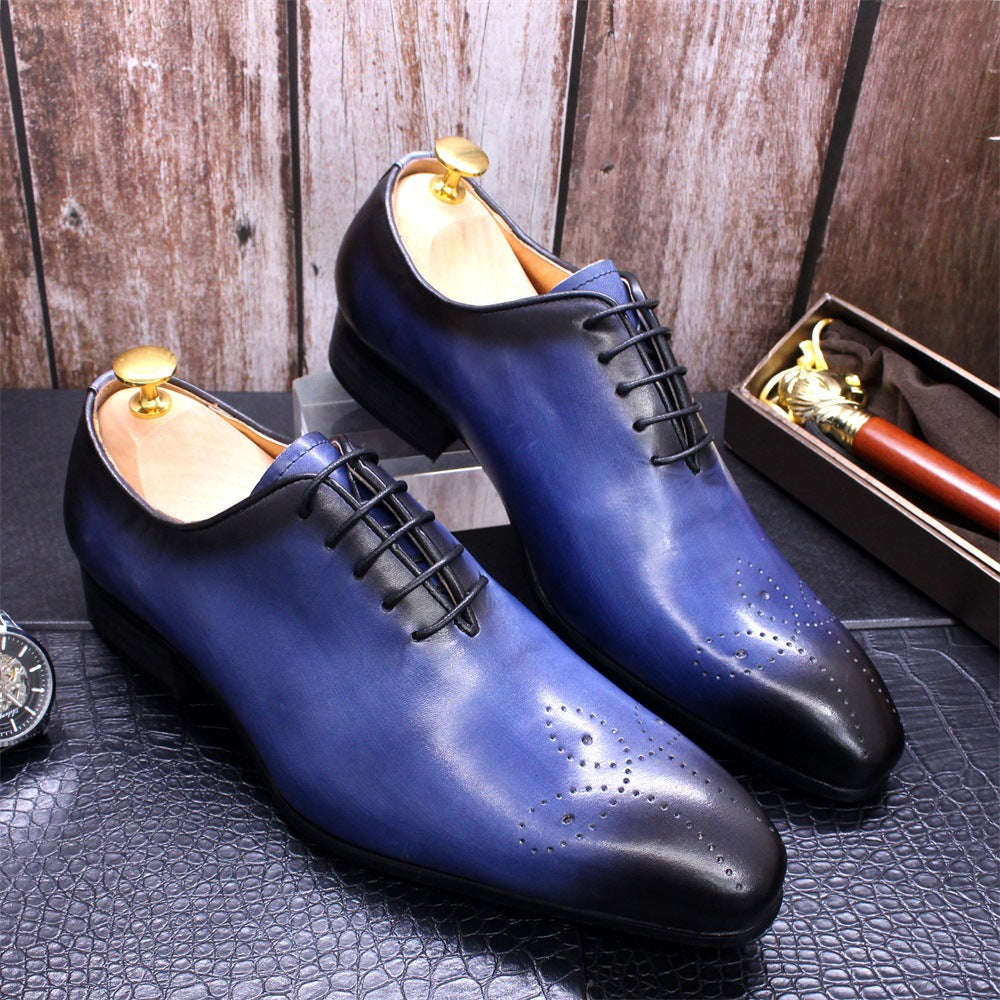 Men's Hand-rub Color Genuine Pointed Toe Business Leather Shoes