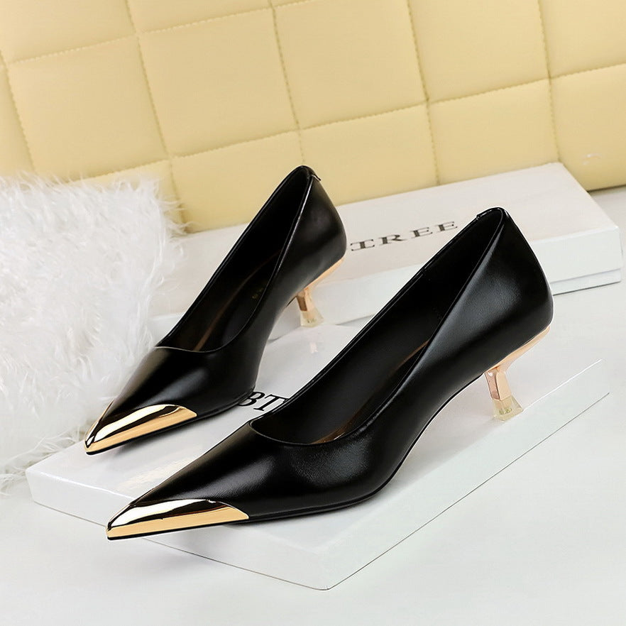 Women's Banquet High Stiletto Shallow Mouth Metal Pointed Women's Shoes