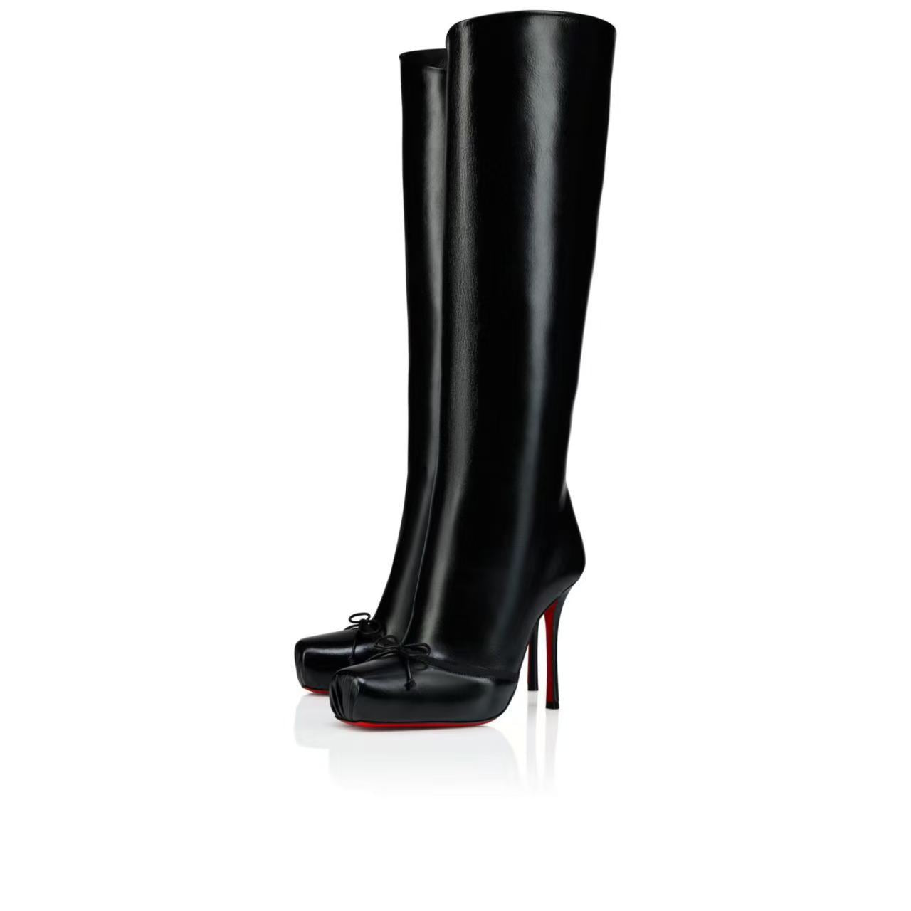 Women's Bow Stiletto High Leg Sexy Fashion Women's Leather Boots