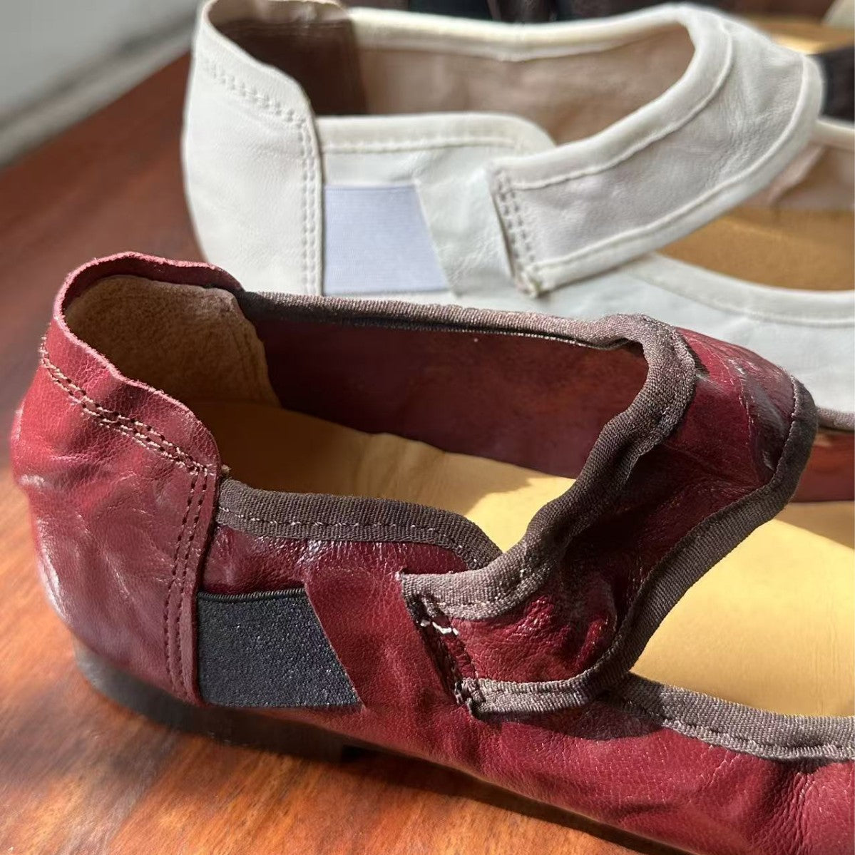 Women's Spring Novice Scratch Pattern Sheepskin Mary Jane Genuine Retro Women's Casual Shoes