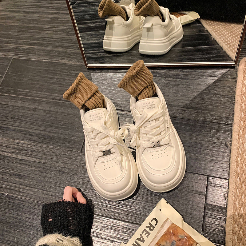 Women's Round Toe Platform Height Increasing Sports Sneakers