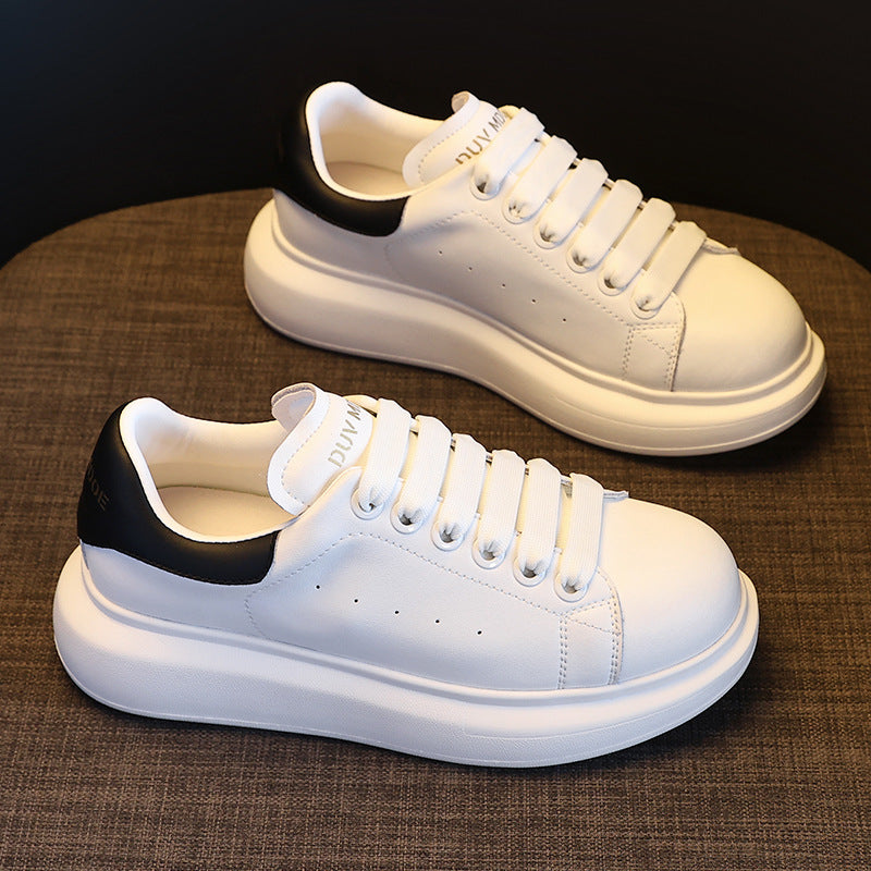 Women's Mcqueen White Flat Elevator Wild Sports Casual Shoes