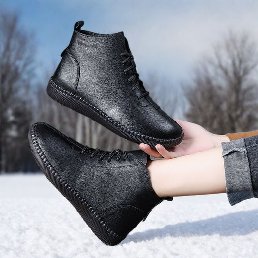Women's Lightweight Short Flat Chelsea Winter Fleece-lined Boots