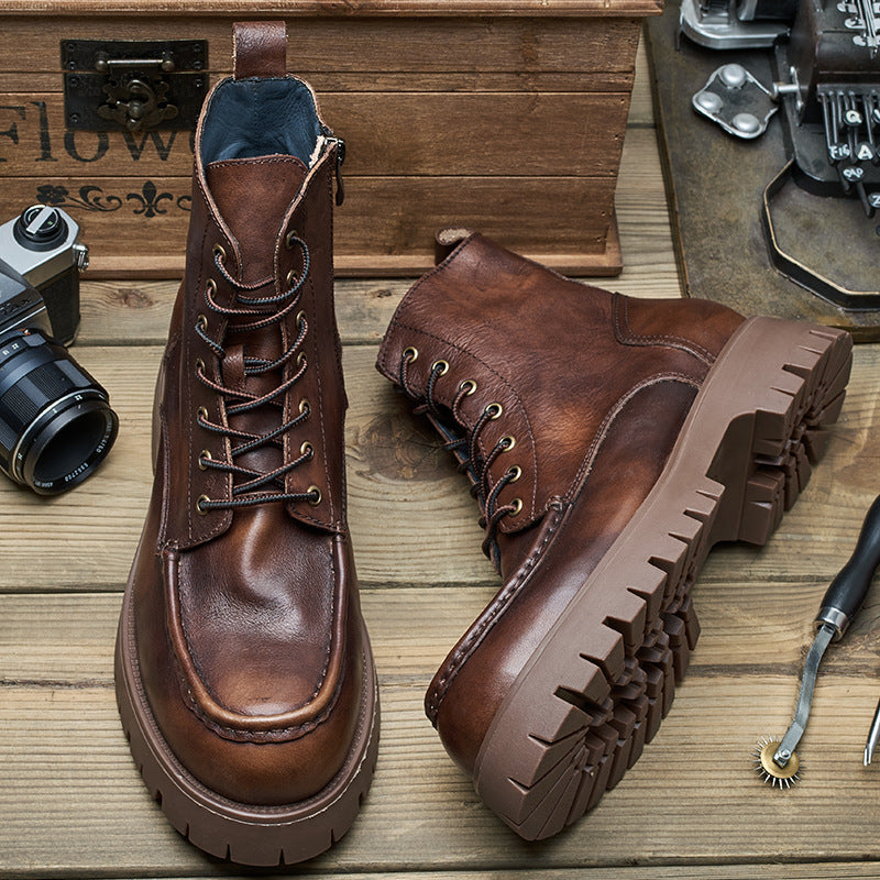 Men's British Style Martin Thick-soled Ankle Handmade Boots