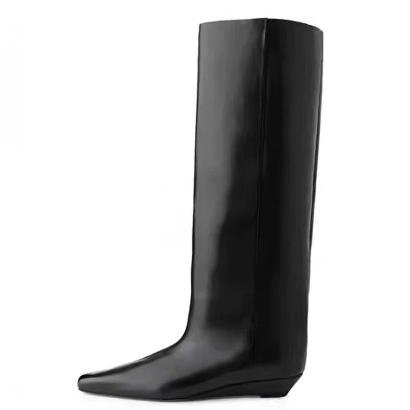 Women's Knight Autumn Wedge Straight High Leg Below Boots