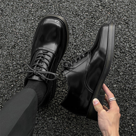 Men's Retro Commuter British Invisible Thick Bottom Heightened Trendy Leather Shoes