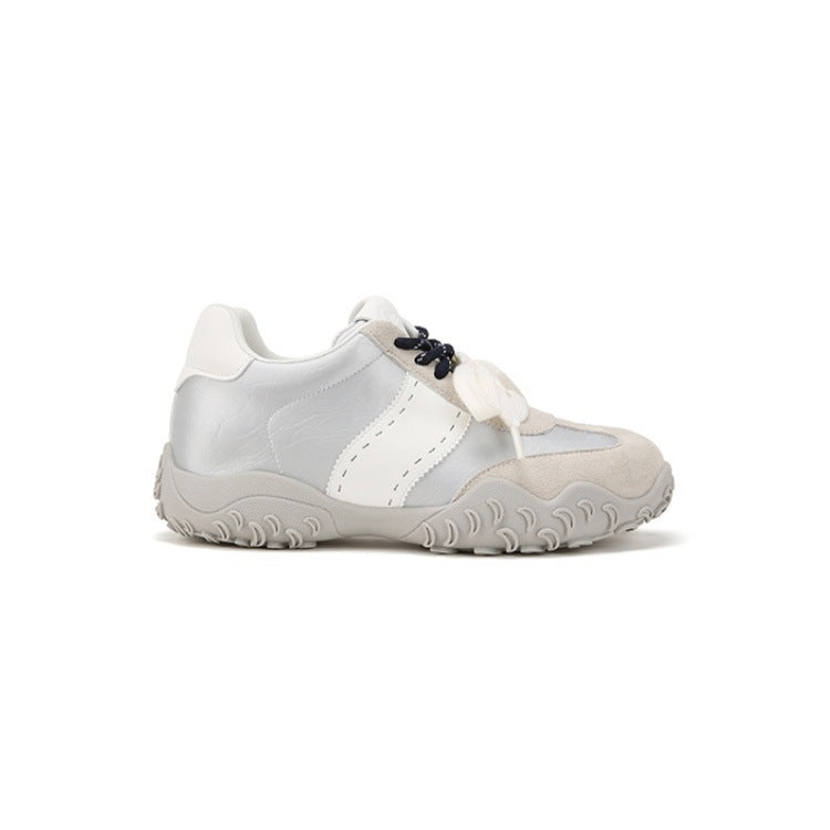 Women's Version Height Increasing Insole Mercerized Crescent Pearl Lace German Casual Shoes
