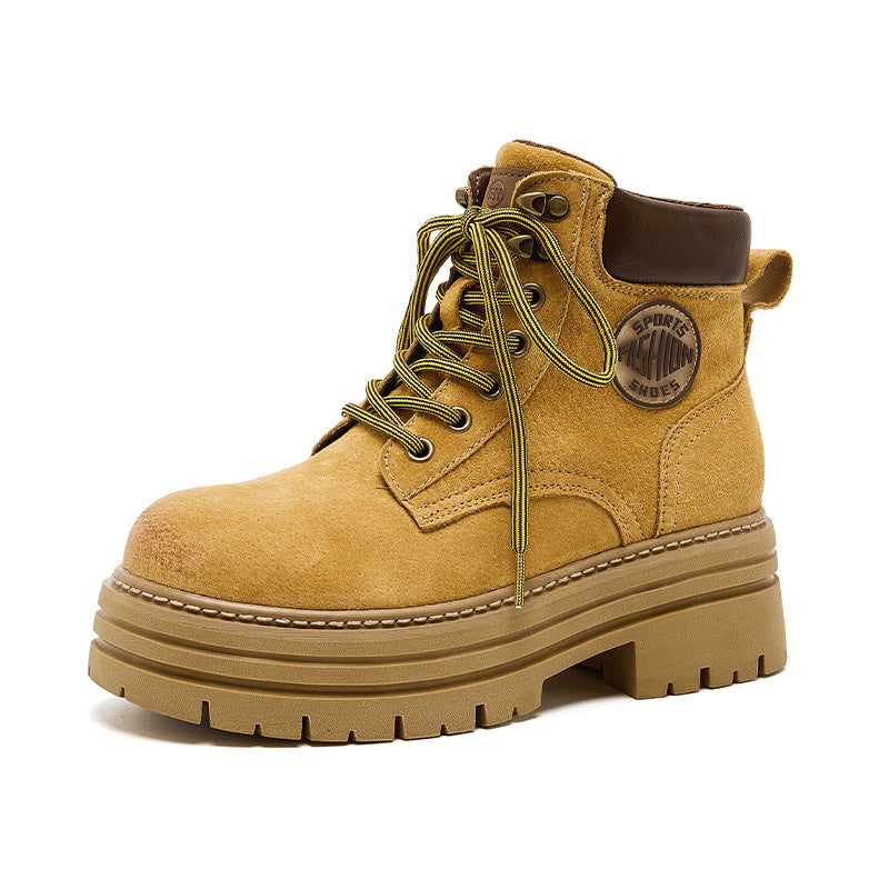 Women's Outdoor British Worker Platform Elevator Ankle Boots