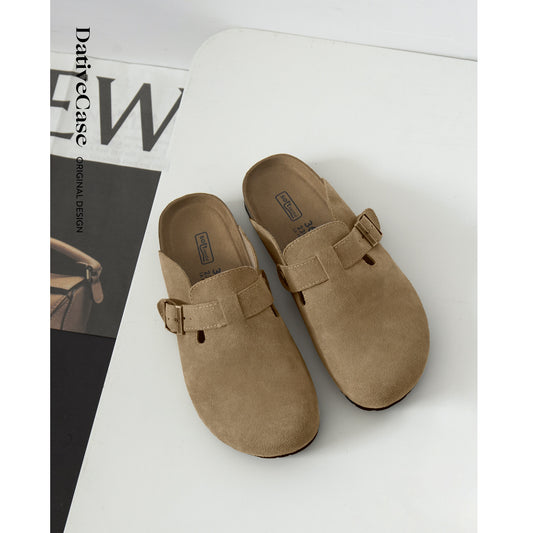 Walnut Genuine Platform Female Outer Wear Slippers