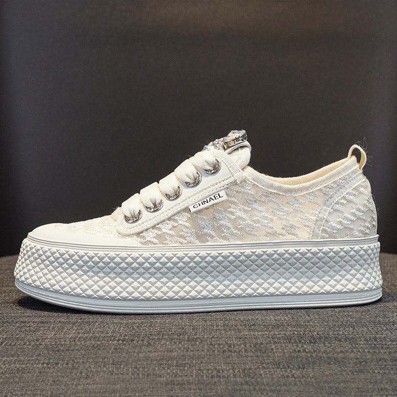 Women's White Summer Mesh Versatile Sports Leisure Sneakers