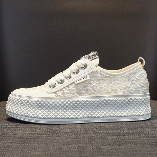 Women's White Summer Mesh Versatile Sports Leisure Sneakers