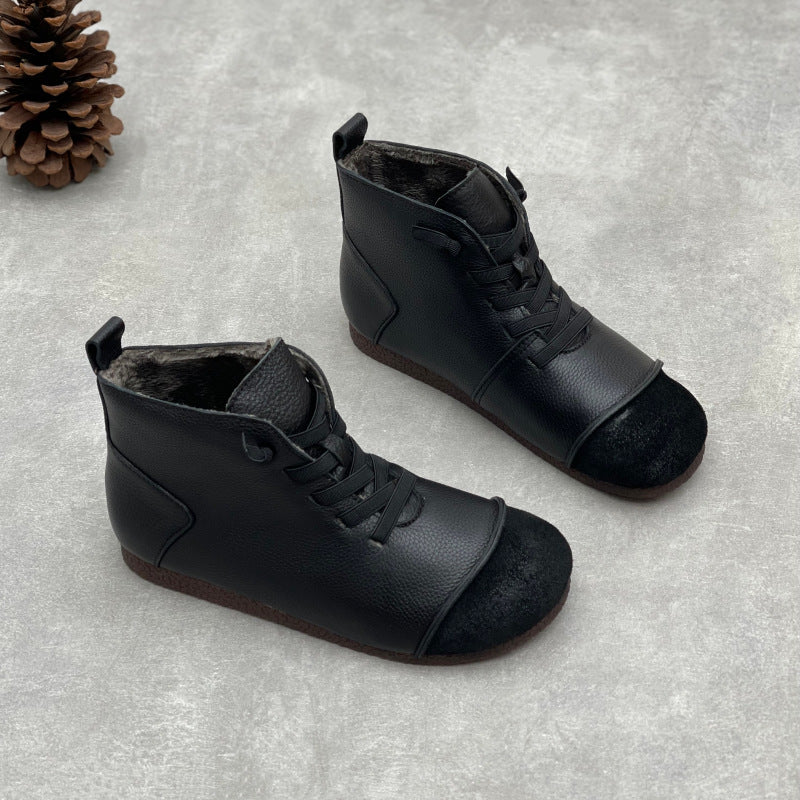 Retro Style Soft Bottom With Veet Lining Warm Boots