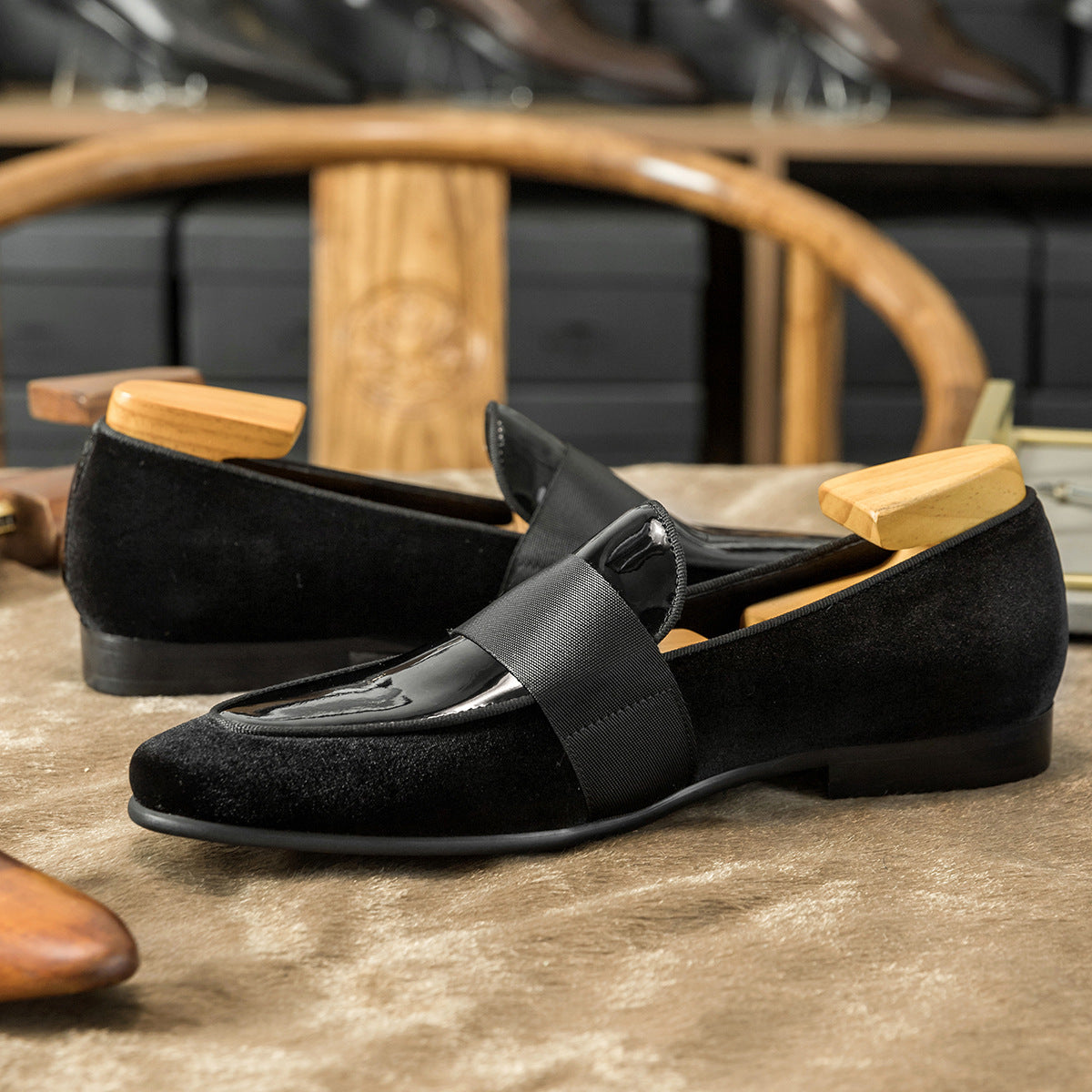 Men's Veet Patent Korean Business Round Loafers/doug Shoes