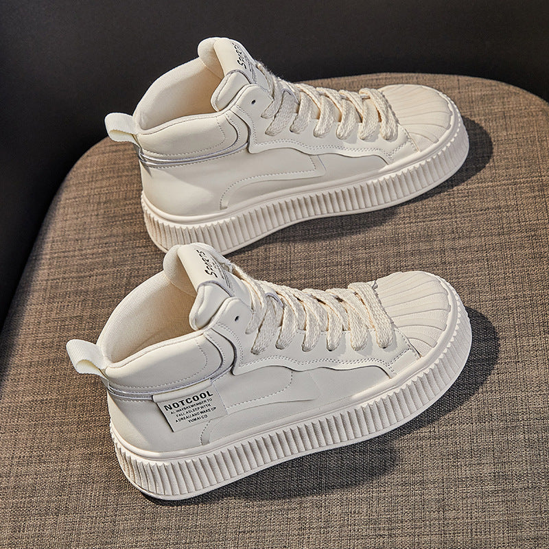 Women's High Top White Korean Style Thick Sneakers