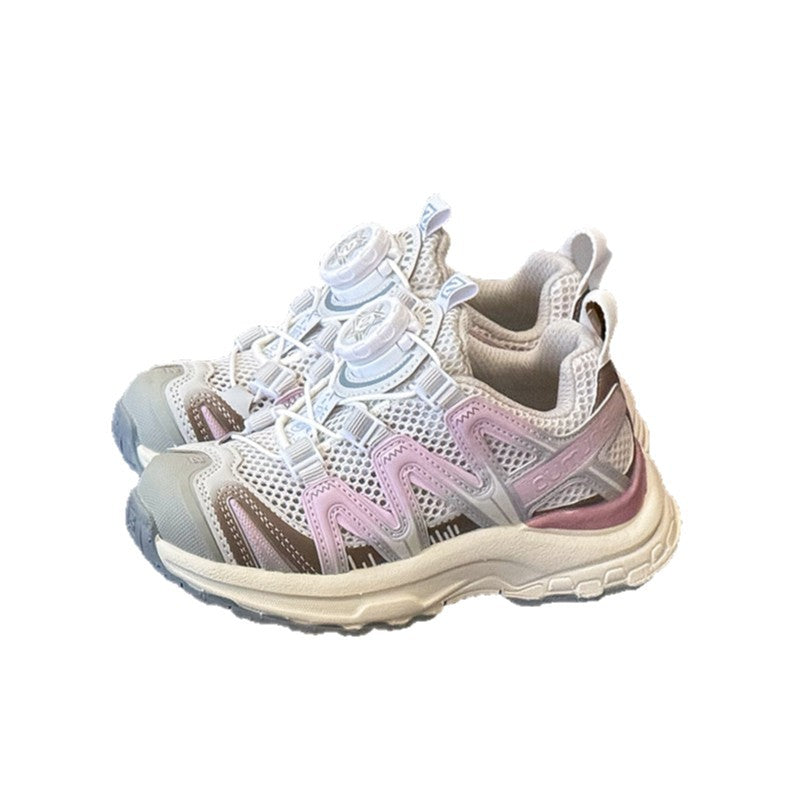 Children's Style Middle Big Rotating Buckle Hollow Mesh Children's Sports Shoes