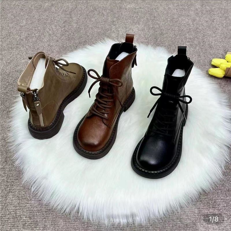 Women's Small Martin British Style Short Flat Women's Leather Boots