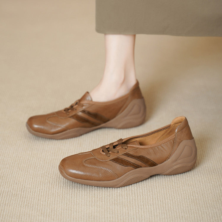 Women's Soft Bottom Sheepskin Deep Mouth Pumps Height Leather Shoes