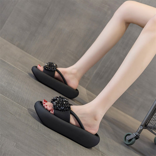 Women's Version Thick Bottom For Outdoors Breathable Height Increasing Leisure Slippers